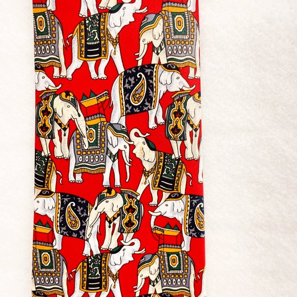Rene Chagal Handmade Necktie Silk Circus Elephants Design L59" - Picture 6 of 14